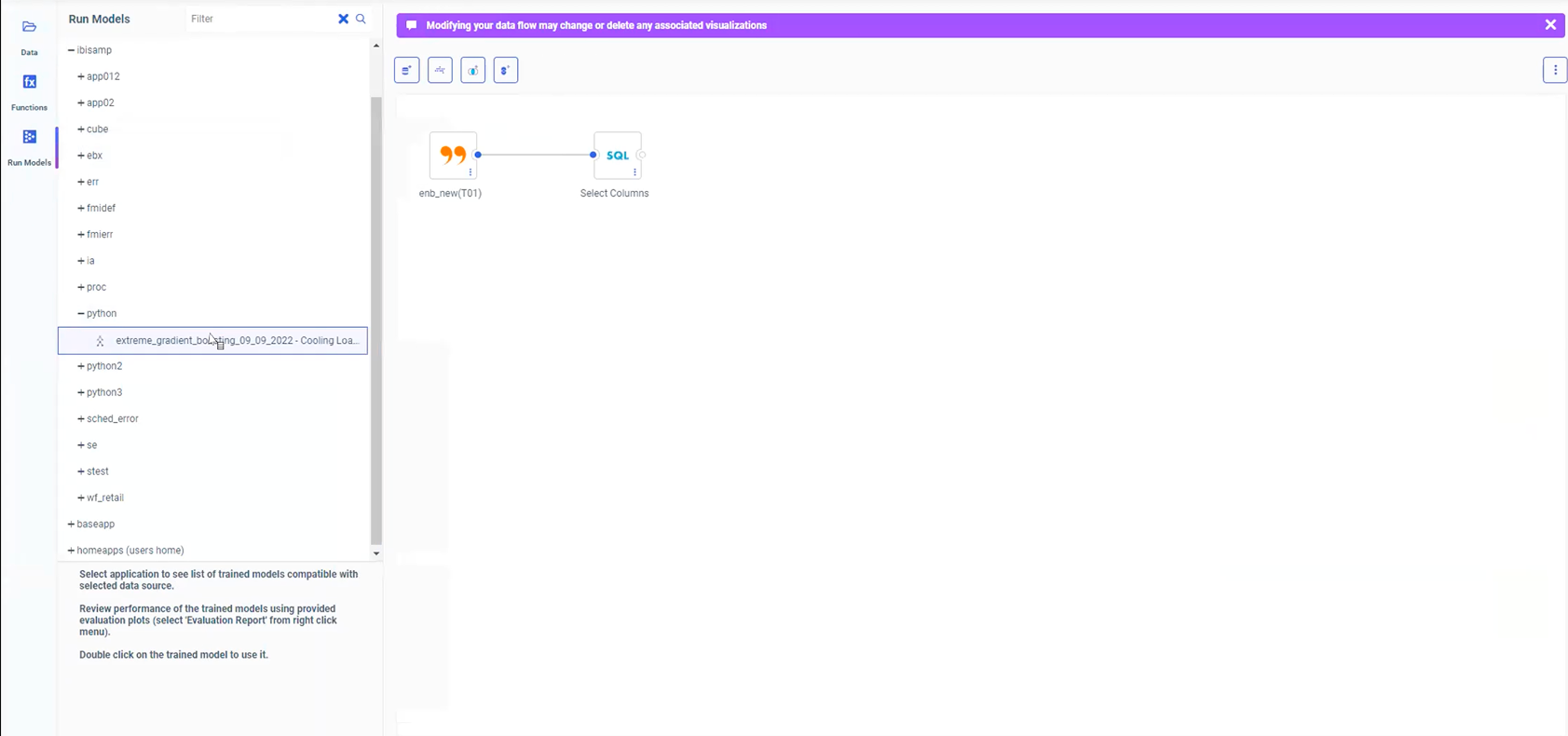 Legacy ML workflow showing fragmented data flow canvas